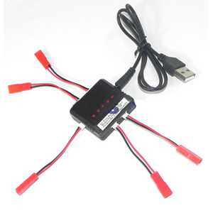 RCToy357.com - USB Charger Kit /1 charging 5 Battery(Red JTS Interface)